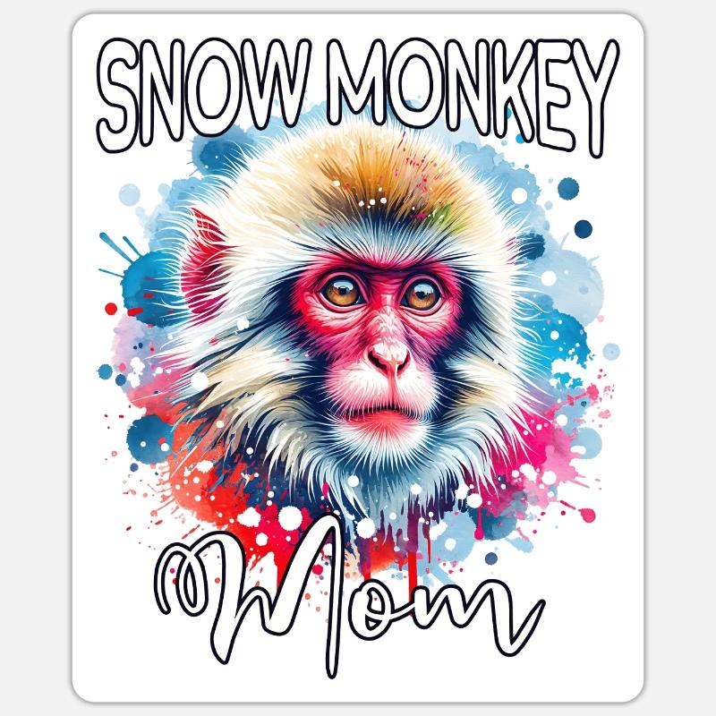 Schneeaffe Mama - Sticker Größe S (10 x 10 cm) - Mattweiß