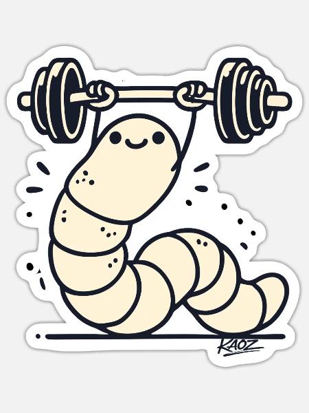 Muskelwurm-Hebung - Sticker Größe S (10 x 10 cm) - Mattweiß