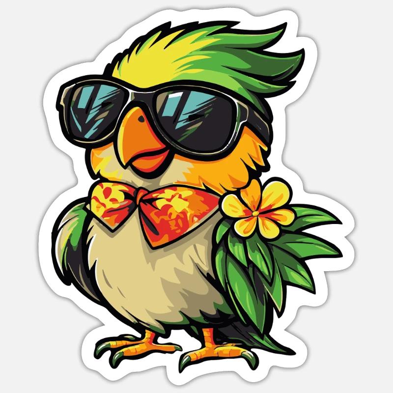 Parrot Comic Vacation - Sticker size S (10 x 10 cm) - white matte