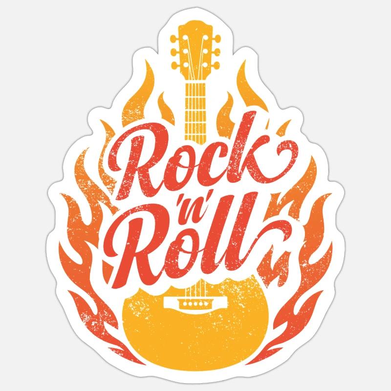 Rock 'n' Roll - Sticker Größe S (10 x 10 cm) - Mattweiß