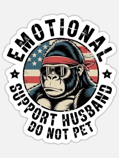 Emotionale Unterstützung: Ehemann nicht streicheln - Sticker Größe S (10 x 10 cm) - Mattweiß