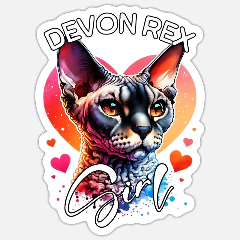 Devon Rex Girl Devon Rex - Sticker size S (10 x 10 cm) - white matte