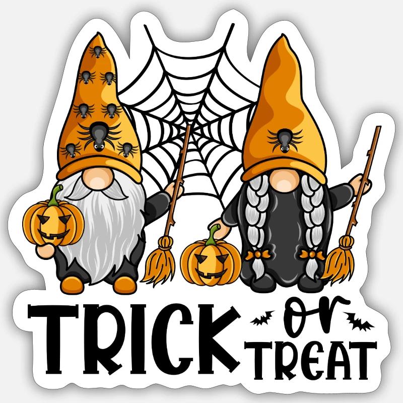 Halloween-Gnome zum Süßes-oder-Saures-Treffen - Sticker Größe S (10 x 10 cm) - Mattweiß