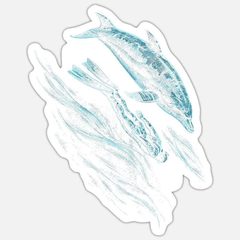 Apnoetauchen Freitauchen - Sticker Größe S (10 x 10 cm) - Mattweiß