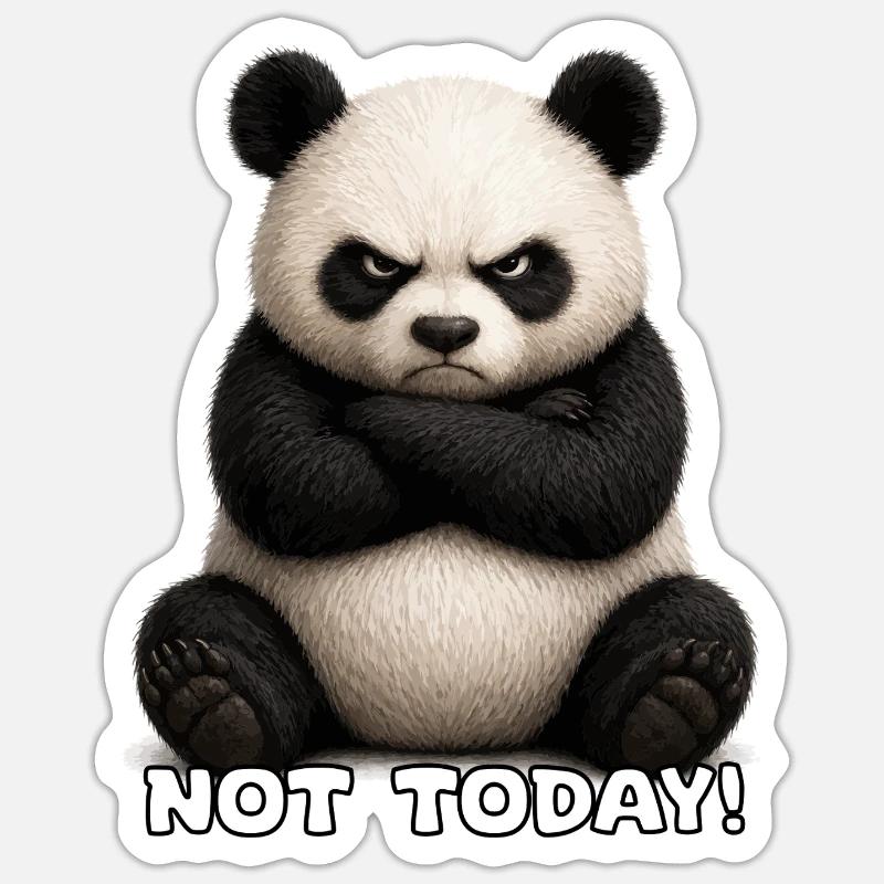 Panda Not Today Meme - Sticker Größe S (10 x 10 cm) - Mattweiß