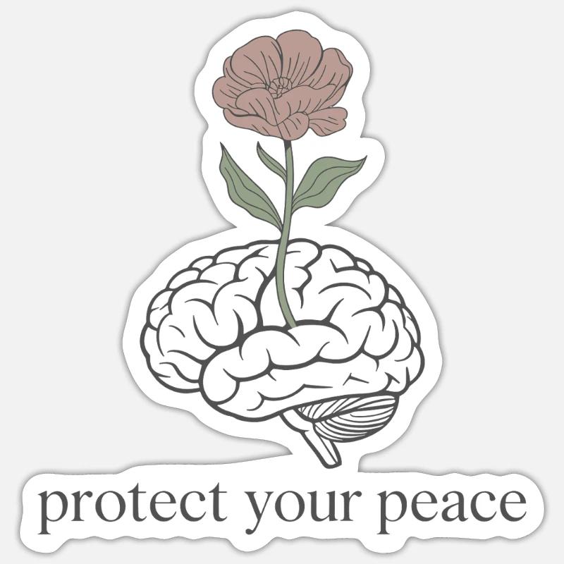 Brain Flower: Protecting Peace - Sticker size S (10 x 10 cm) - white matte