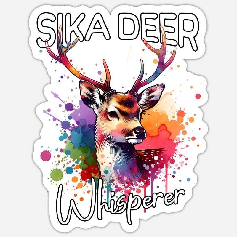 Sika Deer Whisperer - Sticker size S (10 x 10 cm) - white matte
