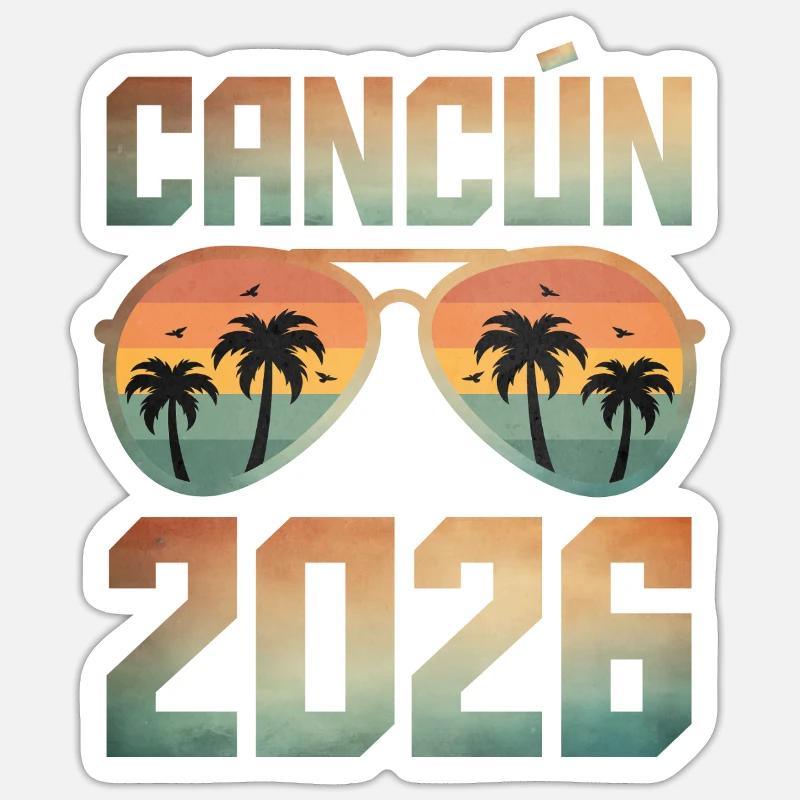 Cancún 2026 - Sticker taille S (10 x 10 cm) - blanc mat