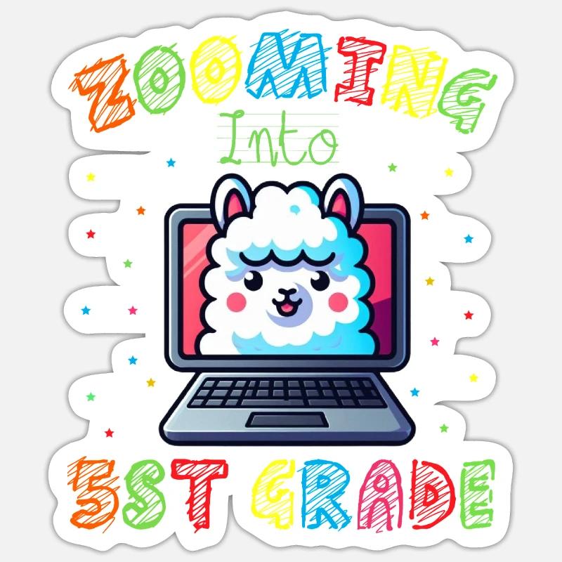 Llama Numérique Arc en Ciel Sticker taille S (10 x 10 cm)