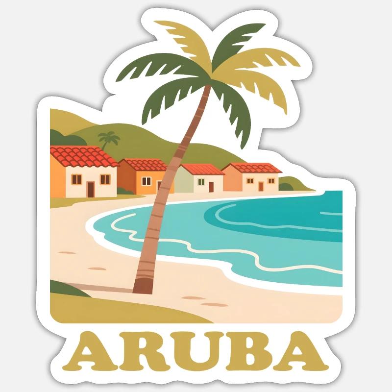 Aruba - Sticker taille S (10 x 10 cm) - blanc mat