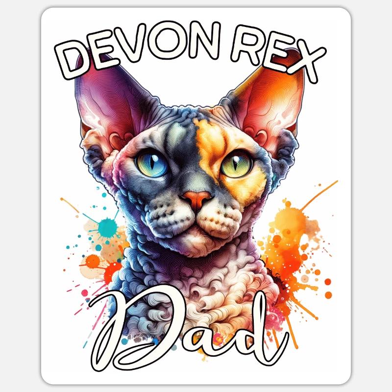 Devon Rex Papa Sticker Größe S (10 x 10 cm)