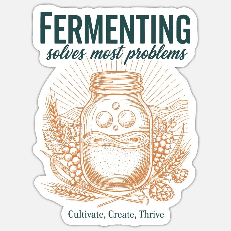 Fermenting Solves Most Problems Sourdough Era Sticker size S (10 x 10 cm)
