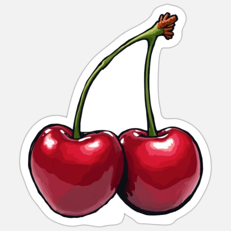Cerises - Sticker taille S (10 x 10 cm) - blanc mat