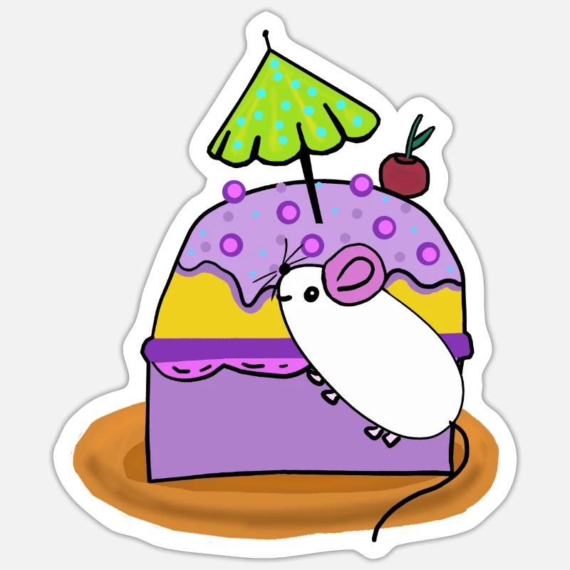 Kuchen Maus Muffin Mäuse - Sticker Größe S (10 x 10 cm) - Mattweiß