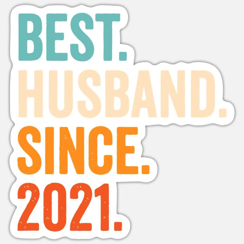 Bester Ehemann seit 2021 - Sticker Größe S (10 x 10 cm) - Mattweiß
