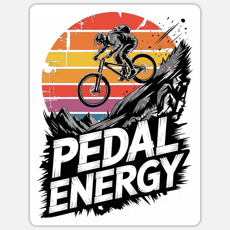 VTT, Descente, Action du cyclisme - Sticker taille S (10 x 10 cm) - blanc mat