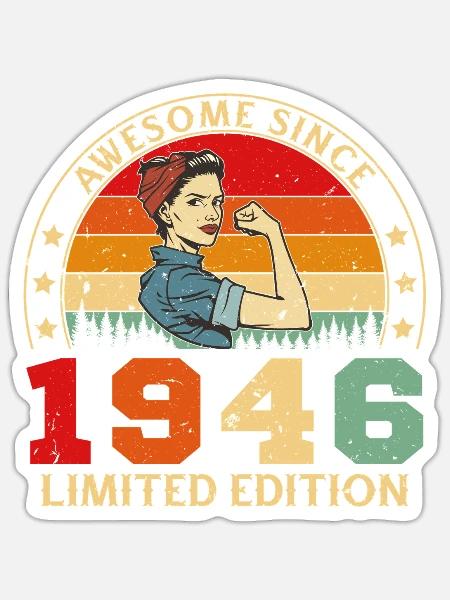 Geburtstagsgeschenk für eine Retro-Ehefrau aus dem Jahr 1946 - Sticker Größe S (10 x 10 cm) - Mattweiß