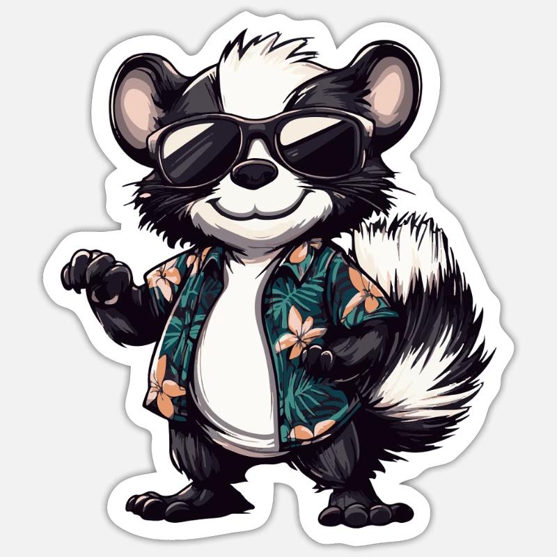 Skunk Comic Holiday - Sticker taille S (10 x 10 cm) - blanc mat