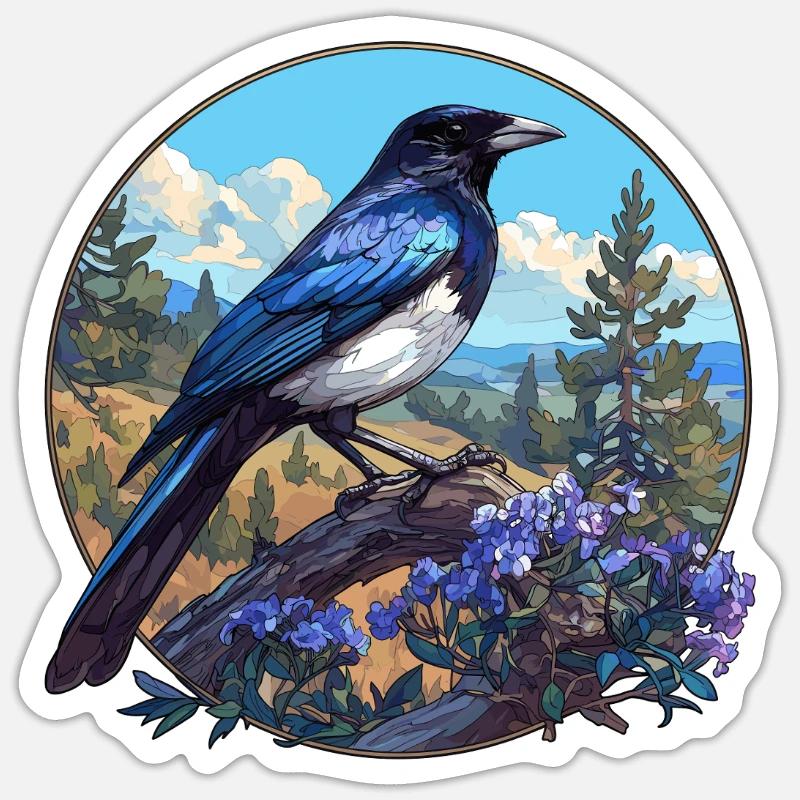 Elstern Elster - Sticker Größe S (10 x 10 cm) - Mattweiß
