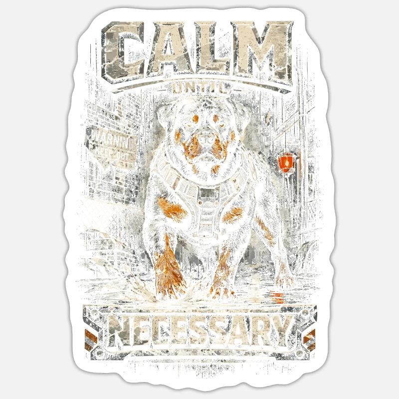 Rottweiler Hund Calm Until Necessary - Sticker Größe S (10 x 10 cm) - Mattweiß