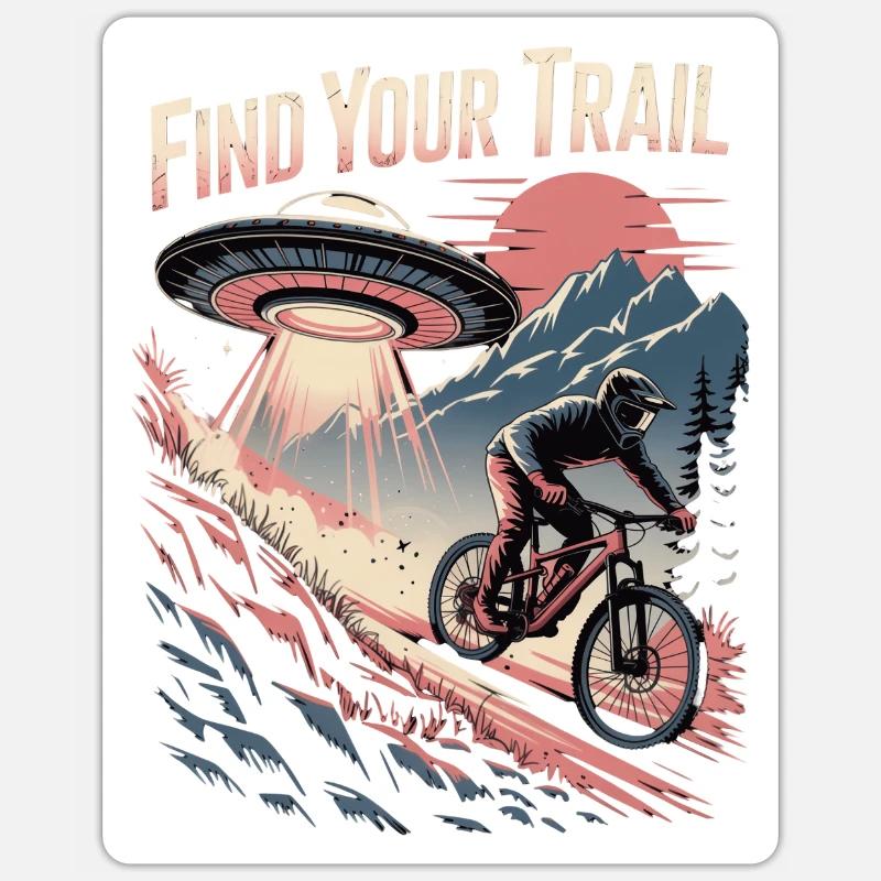 VTT, Descente, Action du cyclisme - Sticker taille S (10 x 10 cm) - blanc mat