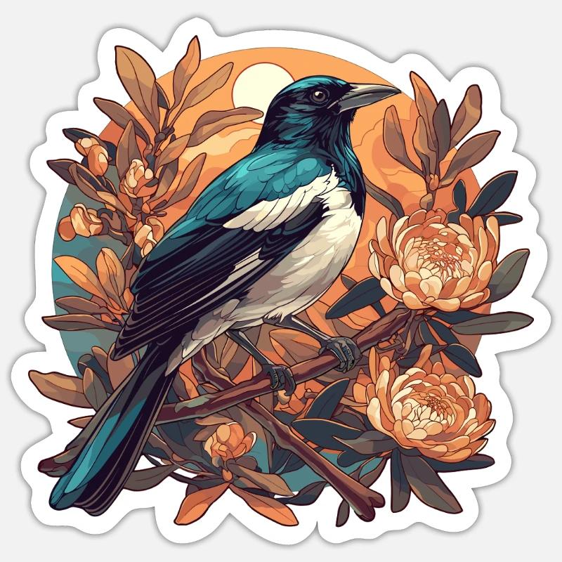 Elstern Elster - Sticker Größe S (10 x 10 cm) - Mattweiß
