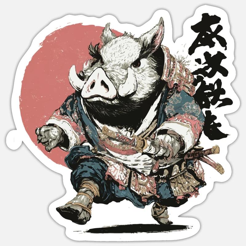 Boar Samurai in Ukiyo Armor Sticker size S (10 x 10 cm)