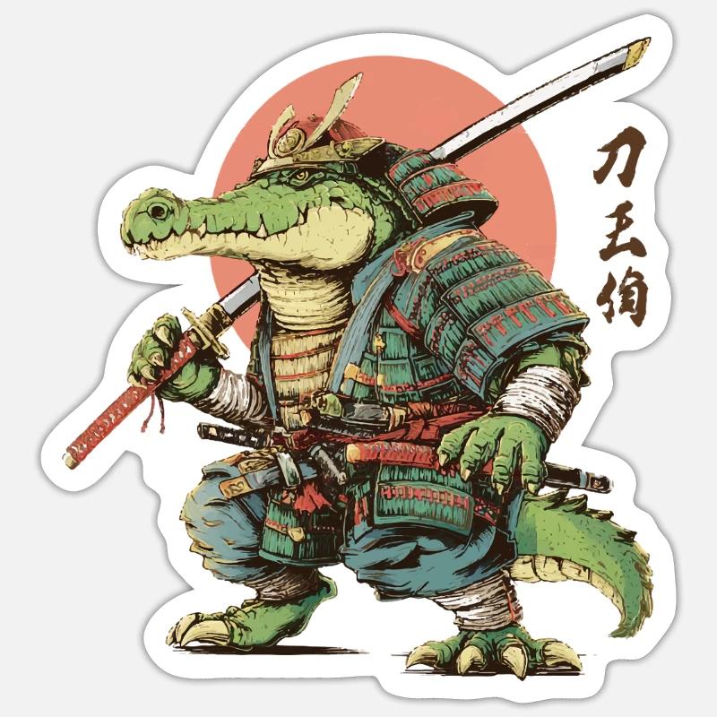 Gator Samurai Warrior - Sticker size S (10 x 10 cm) - white matte