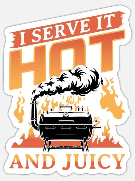 BBQ Grilling Meat Smoking Barbecue - Sticker Größe S (10 x 10 cm) - Mattweiß