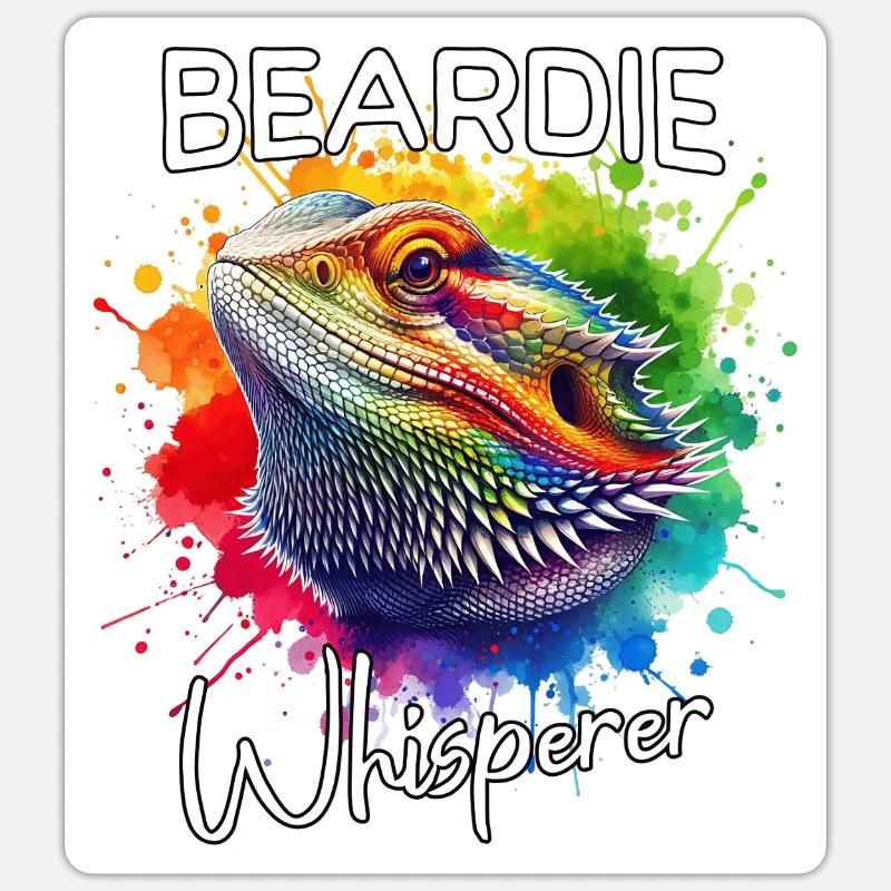 Le Chuchoteur de Dragon Barbu - Sticker taille S (10 x 10 cm) - blanc mat