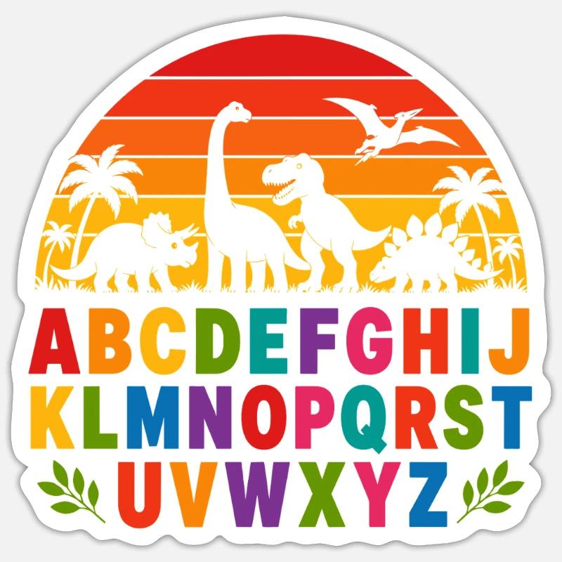 Rainbow Dino Alphabet - Sticker size S (10 x 10 cm) - white matte