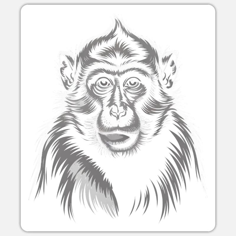 Singe Gris - Sticker taille S (10 x 10 cm) - blanc mat