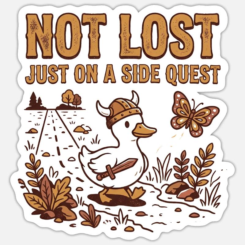 Canard TDAH - Juste en quête secondaire - Sticker taille S (10 x 10 cm) - blanc mat