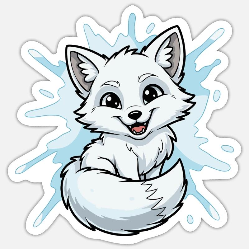 Water Splash Fox Character - Sticker size S (10 x 10 cm) - white matte