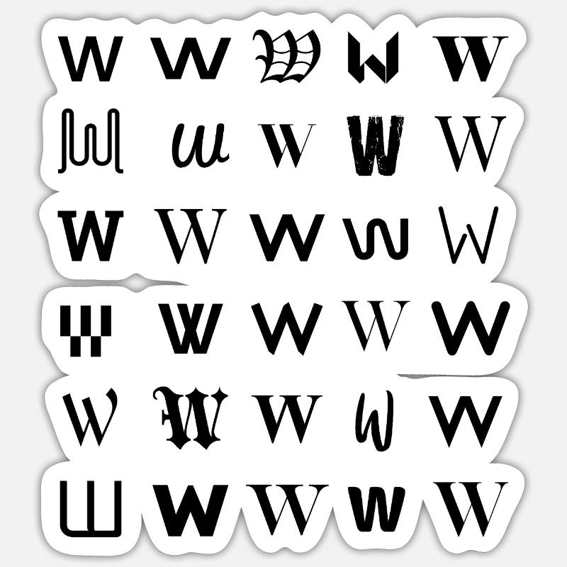 Typografie W-Monogramm-Buchstabenmosaikdesign - Sticker Größe S (10 x 10 cm) - Mattweiß