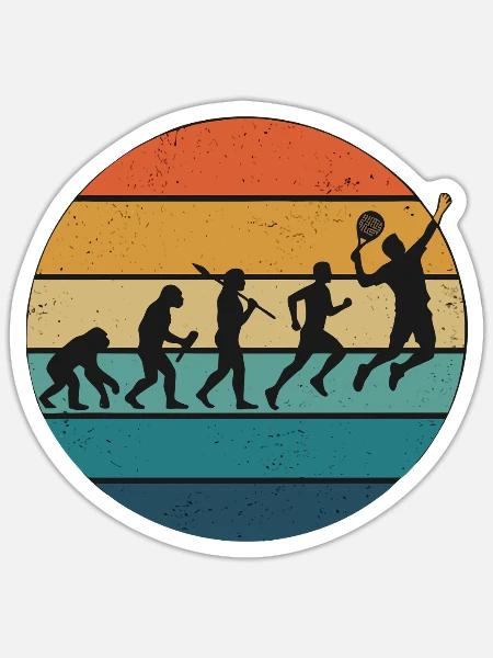 Padel Evolution Retro Spieler - Sticker Größe S (10 x 10 cm) - Mattweiß