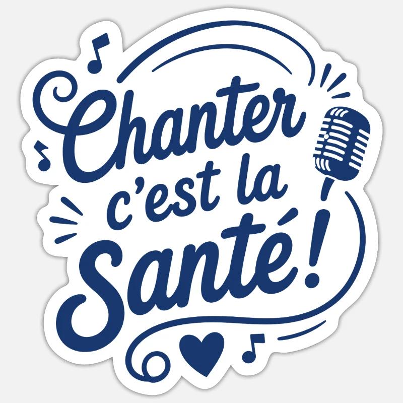 Chanter c’est la Santé Microphone - Sticker taille S (10 x 10 cm) - blanc mat