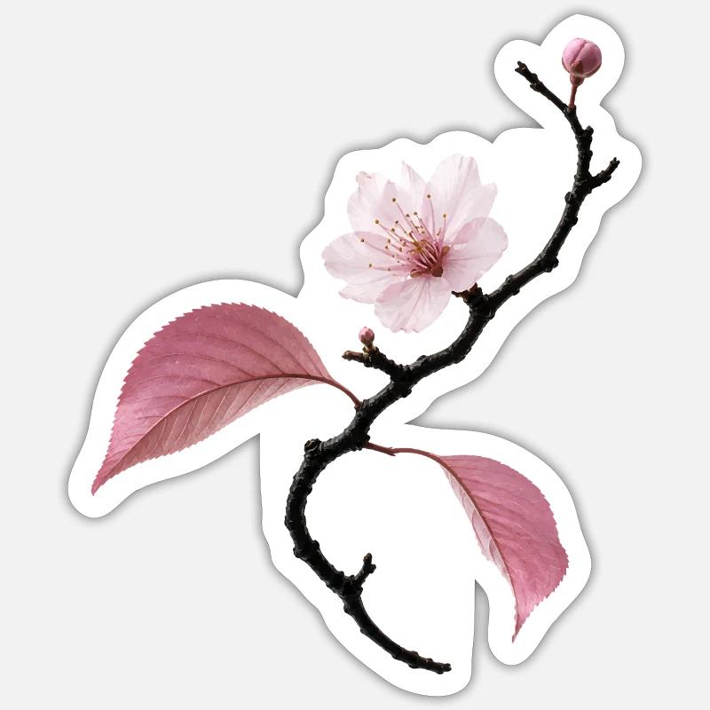 Delicate cherry blossom in ikebana style - Sticker size S (10 x 10 cm) - white matte