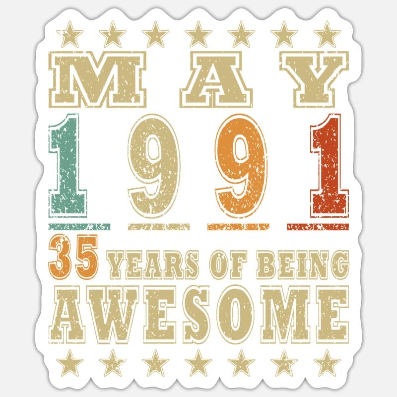 Mai 1991 – 35 ans d’Awesome - Sticker taille S (10 x 10 cm) - blanc mat