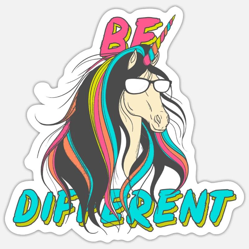 Be Different Nerd Einhorn Party - Sticker Größe S (10 x 10 cm) - Mattweiß
