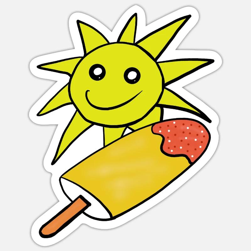 Sommer Sonne Eis Eiskrem Sommerzeit - Sticker size S (10 x 10 cm) - white matte