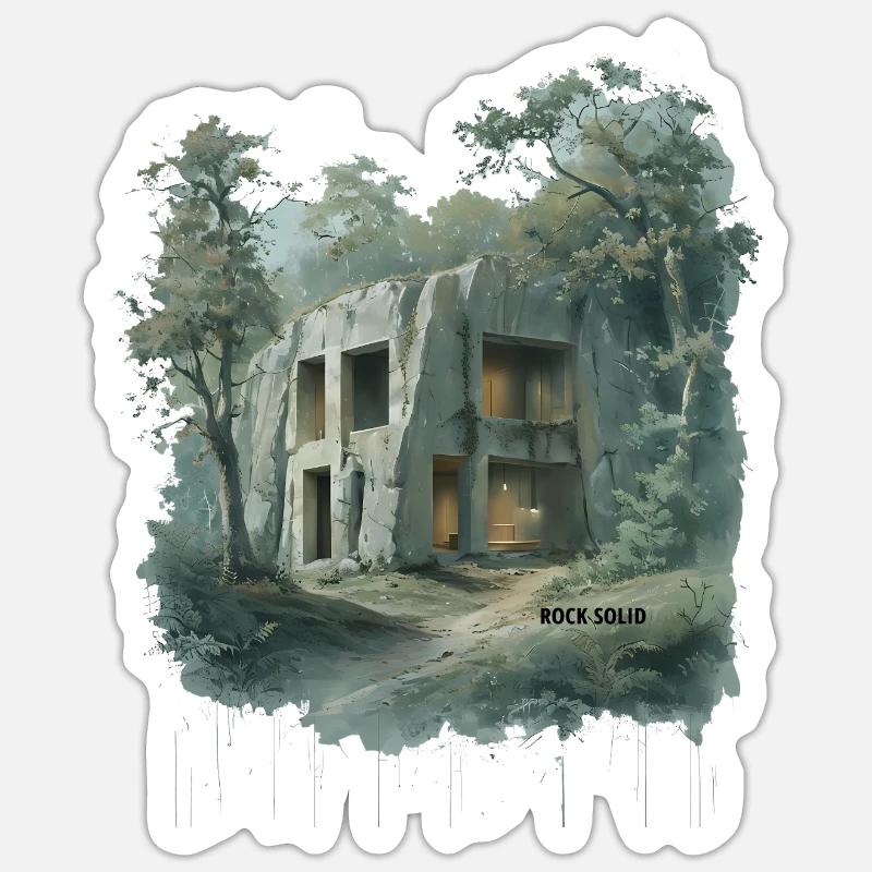ROCK SOLID - Croquis d’architecture grottère moderne Sticker taille S (10 x 10 cm)