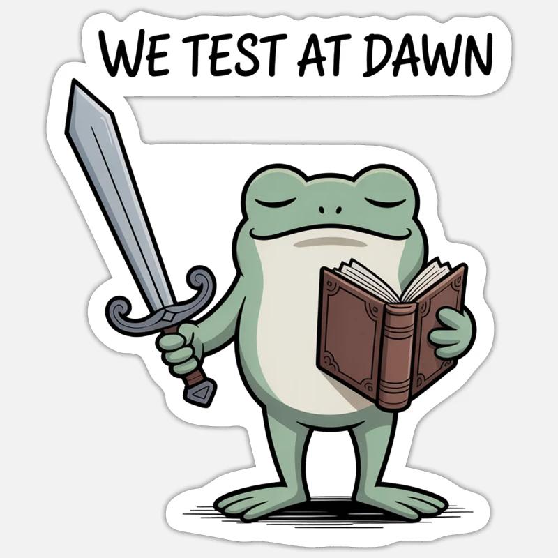 Dawn Frog Knight: Sword & Book - Sticker size S (10 x 10 cm) - white matte