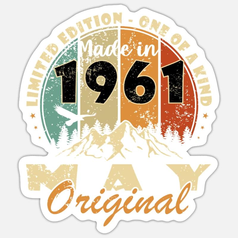 1961 Made in May Original - Sticker Größe S (10 x 10 cm) - Mattweiß