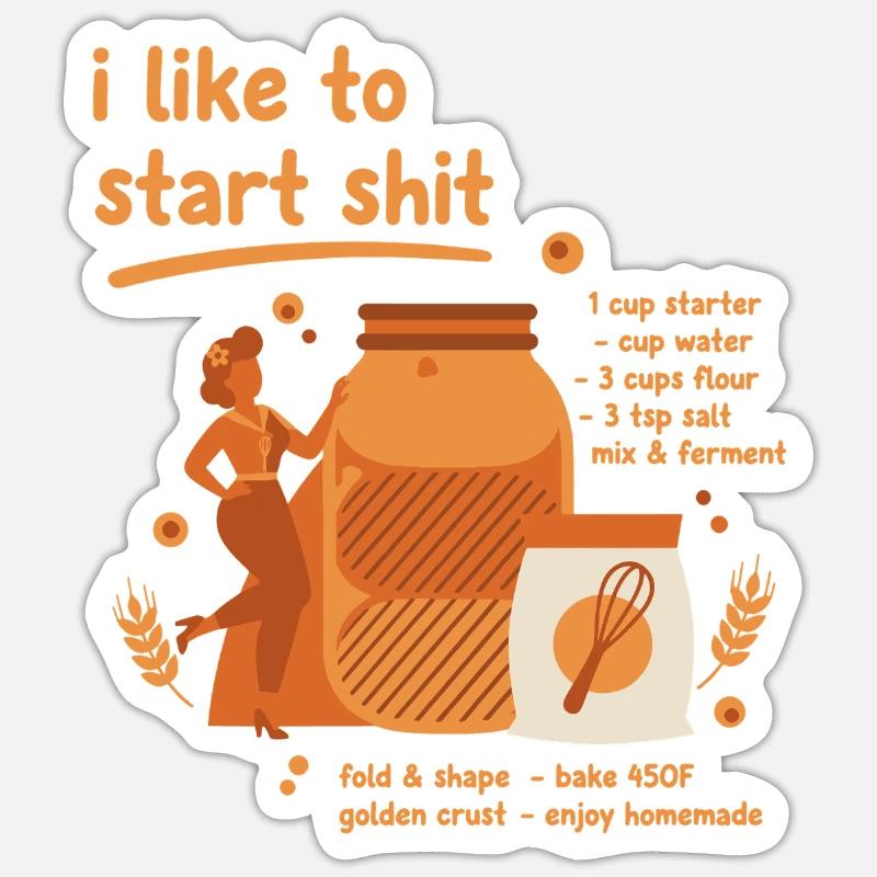 Sauerteigbrot Backbäcker Sauerteigstarter - Sticker Größe S (10 x 10 cm) - Mattweiß