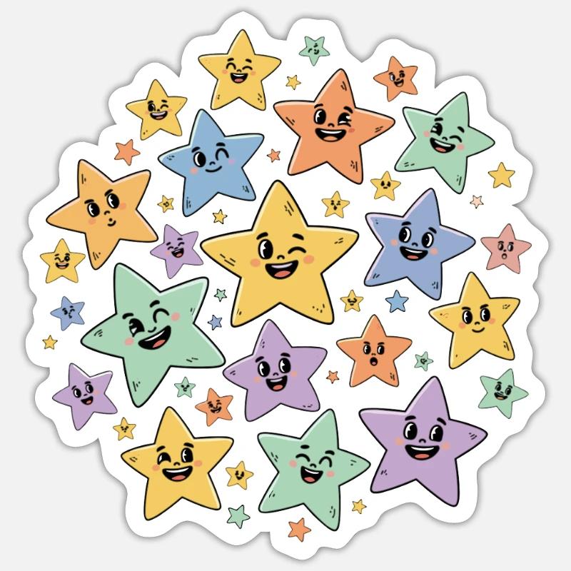 Bunte Sternchen Explosion - Sticker Größe S (10 x 10 cm) - Mattweiß
