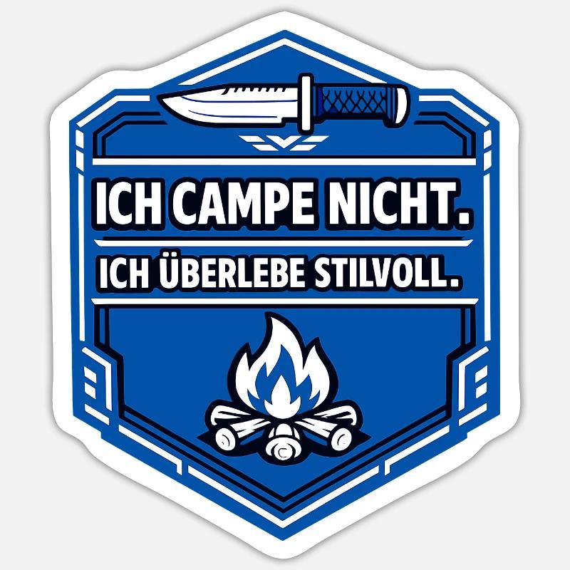 J’aime juste camper - Sticker taille S (10 x 10 cm) - blanc mat
