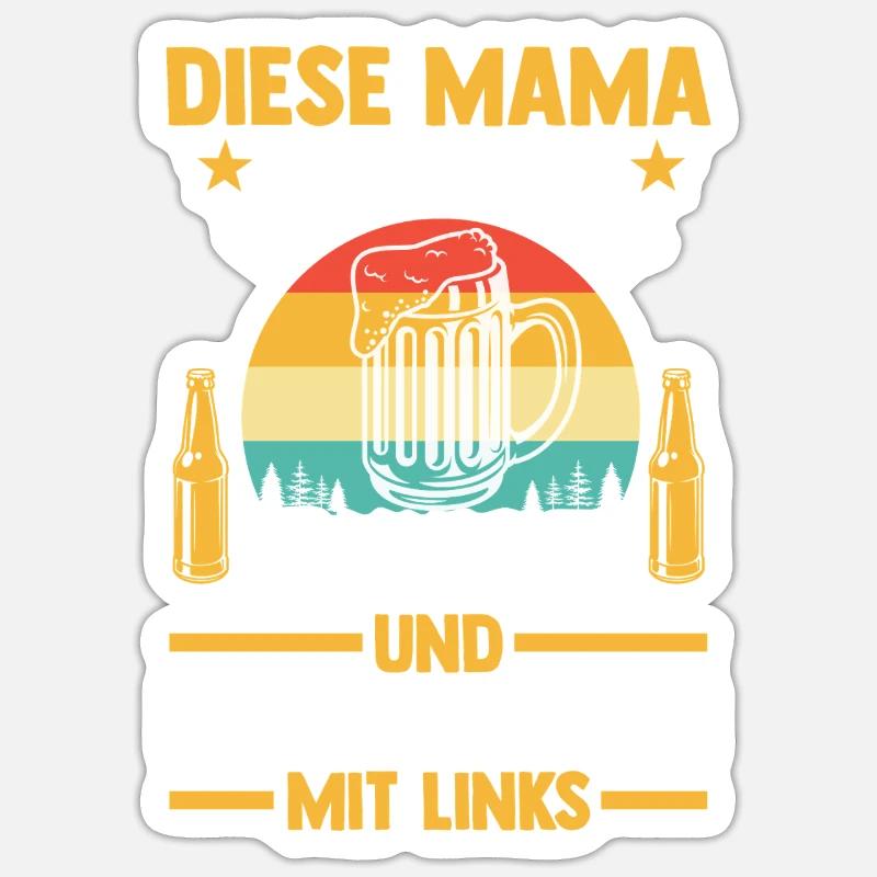 Bier Bierliebhaberin Mutter Mama - Sticker Größe S (10 x 10 cm) - Mattweiß