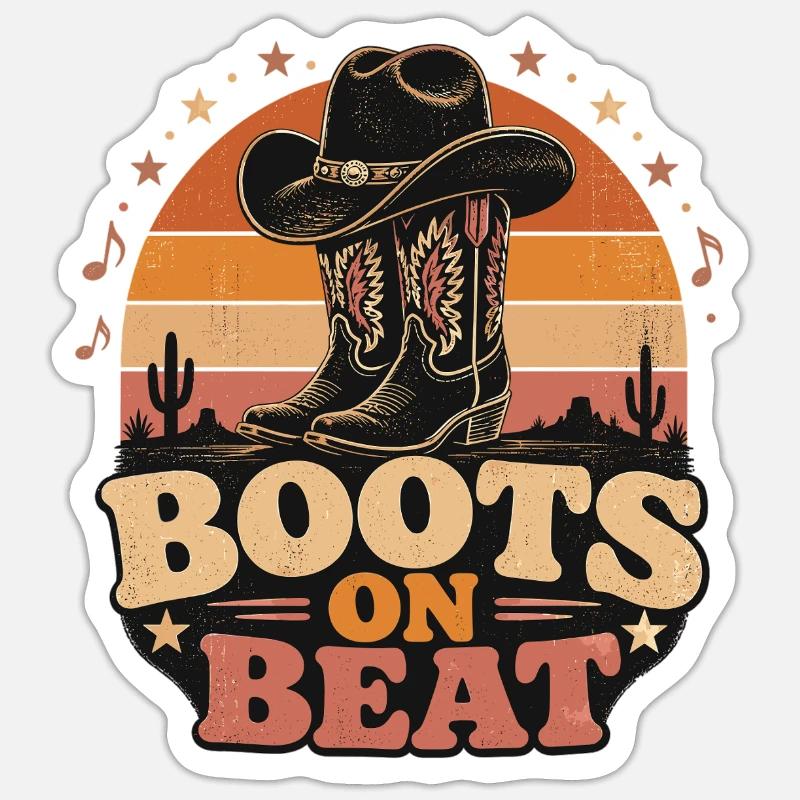Boots on Beat - Sticker Größe S (10 x 10 cm) - Mattweiß
