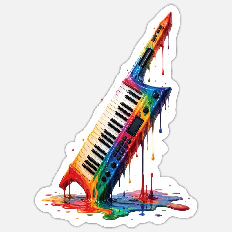 Keytar mit tropfenden Farben - Sticker Größe S (10 x 10 cm) - Mattweiß